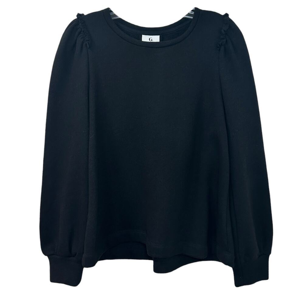 Goop G. Label Womens 'Torres' Puff-Sleeve Ruffle Sweatshirt Pullover Black Small - Picture 2 of 13